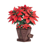 Rowood Weihnachtsstern Holzblumen Bausatz TF001 fertig aufgebaut mit roten Blüten im Topf