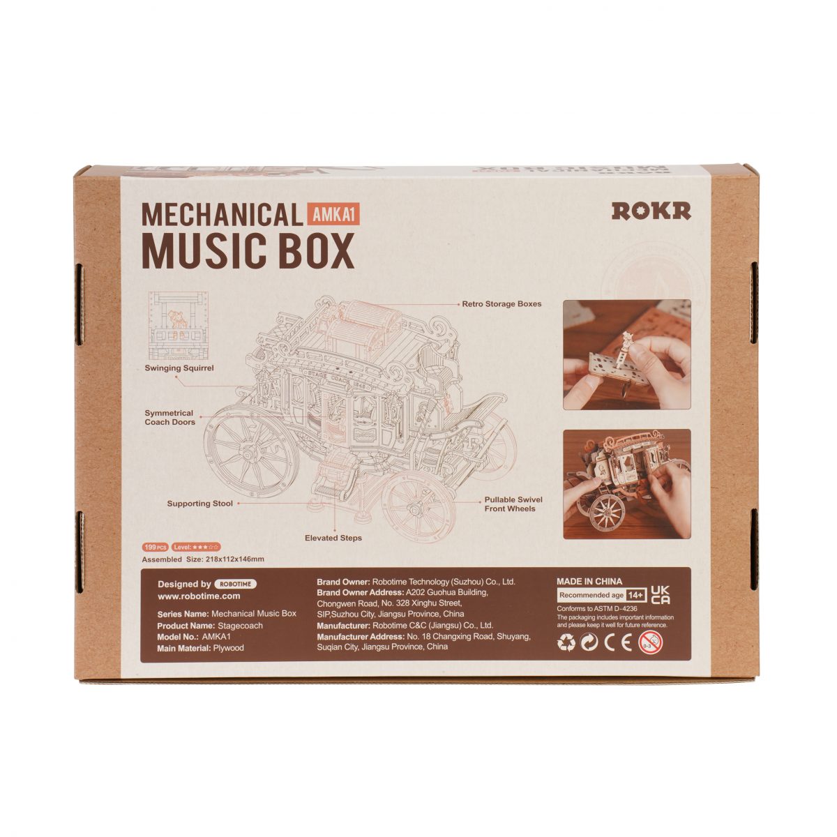 ROKR Stagecoach Mechanische Musikbox 3D Holzpuzzle - AMKA1 – Bild 8