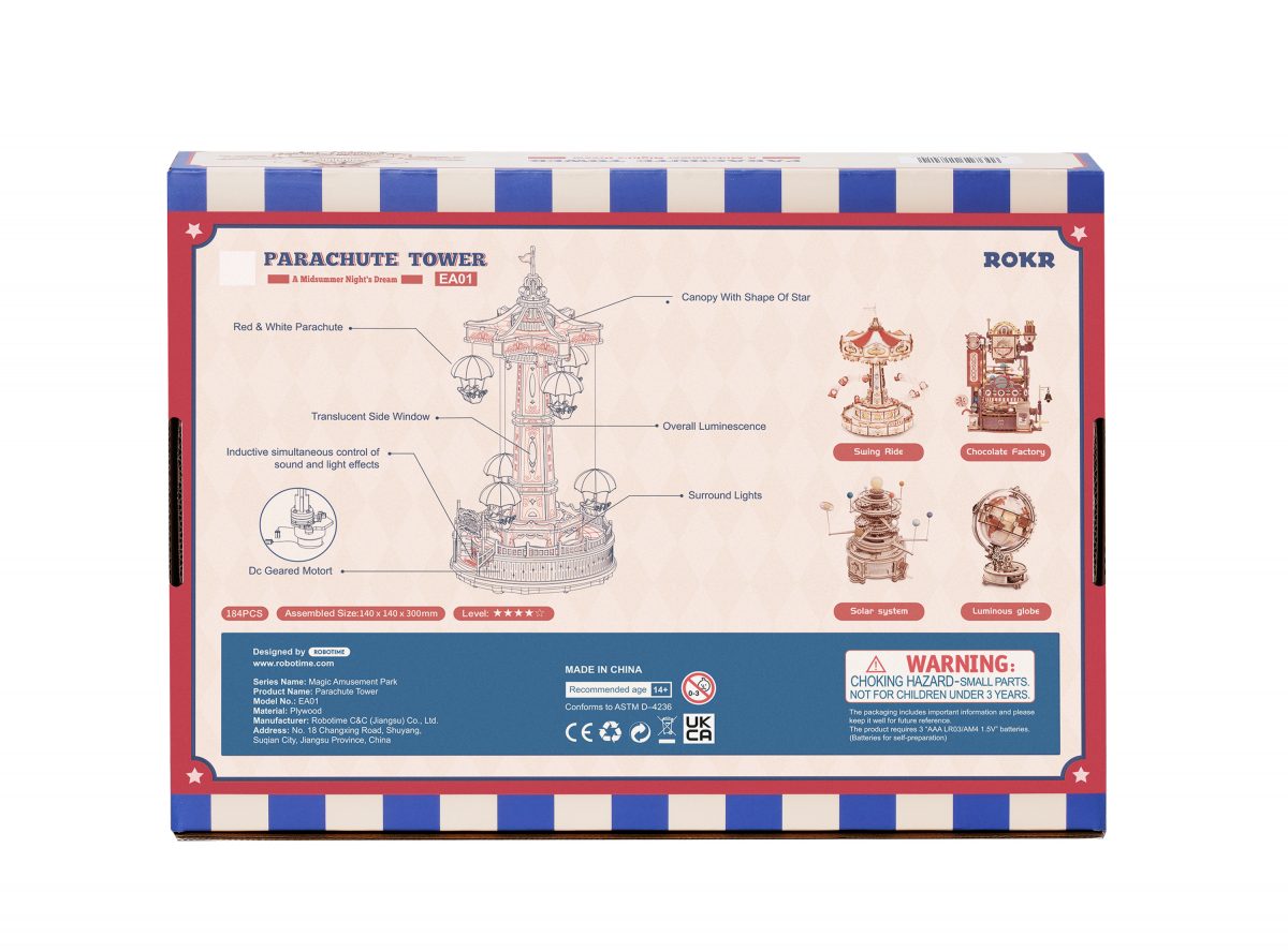 ROKR Fallschirmturm DIY Musikbox 3D Holzpuzzle - EA01 – Bild 7