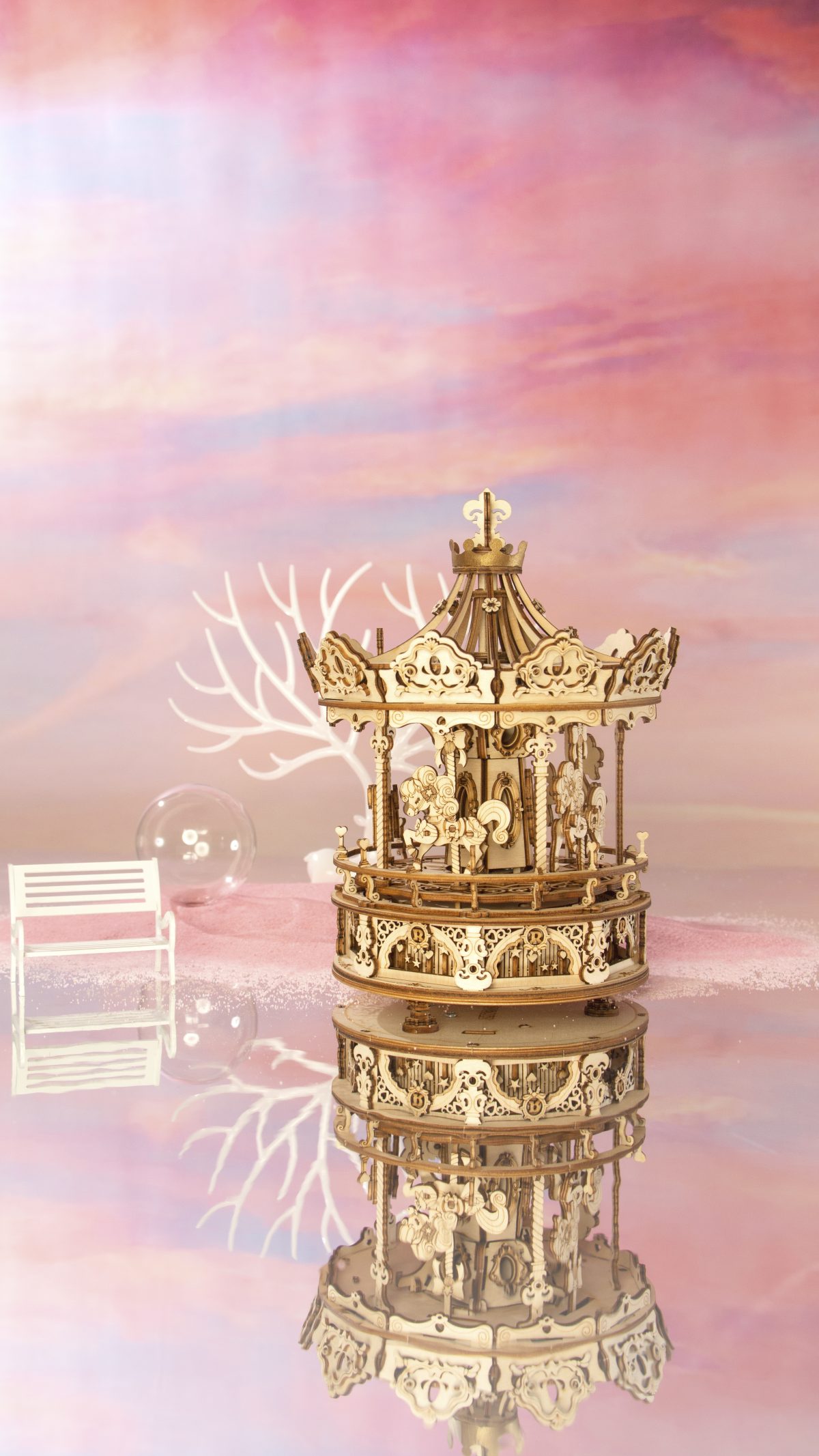 ROKR Romantisches Karussell, mechanische Spieluhr, 3D-Holzpuzzle - AMK62 – Bild 5