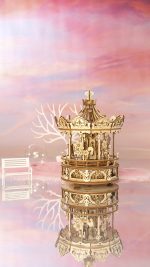 ROKR Romantisches Karussell, mechanische Spieluhr, 3D-Holzpuzzle - AMK62 – Bild 5